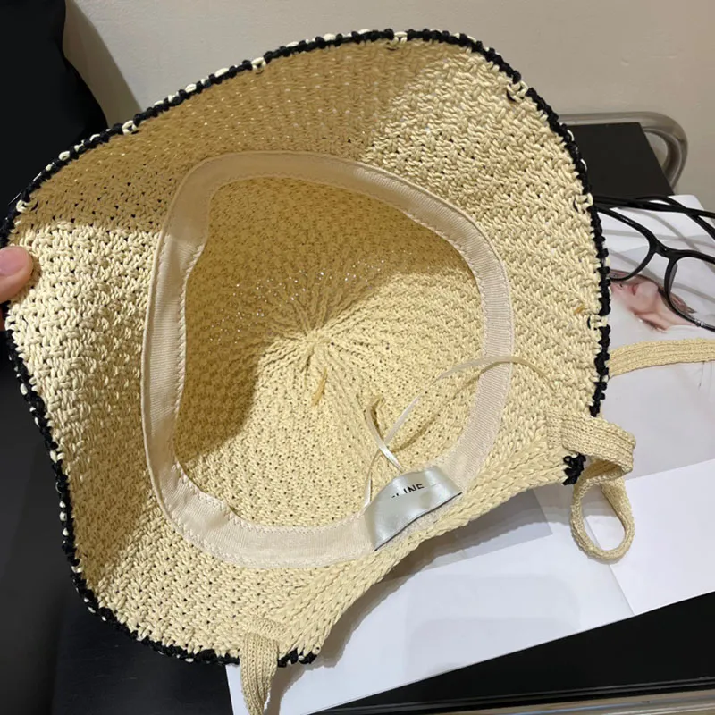 2024 Nuevo sombrero para mujer hueco pequeño fragante fragante sun sunshade diseñador diseñador clásico de empalme gorro de pesc
