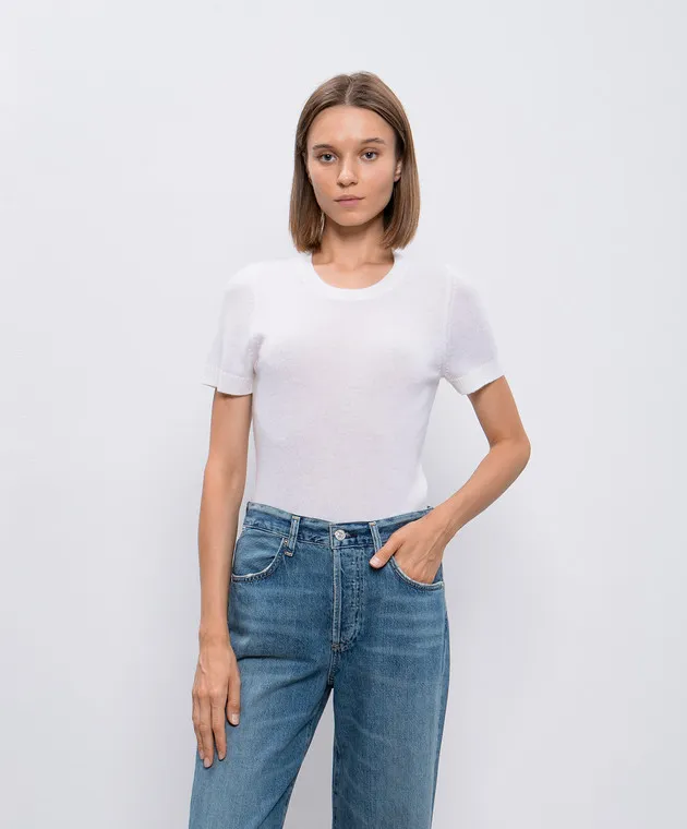 Allude White cashmere top