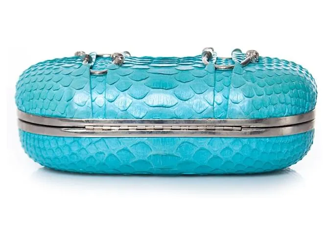 Autre Marque Casa Du Posh, Clutch tipo caja de pitón revestido metalizado Azul 