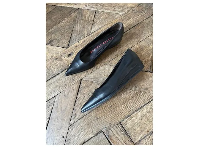 Bailarinas en punta con cuña ligeramente cuña de Walter Steiger 37 Cuero negro 
