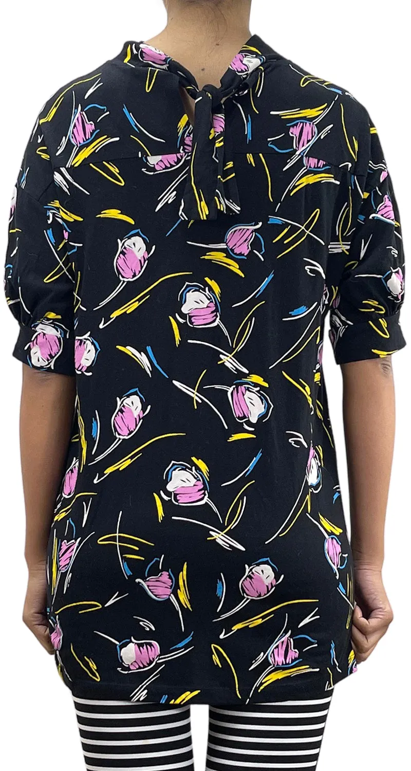 BIMBA Y LOLA Polera Negra Estampada