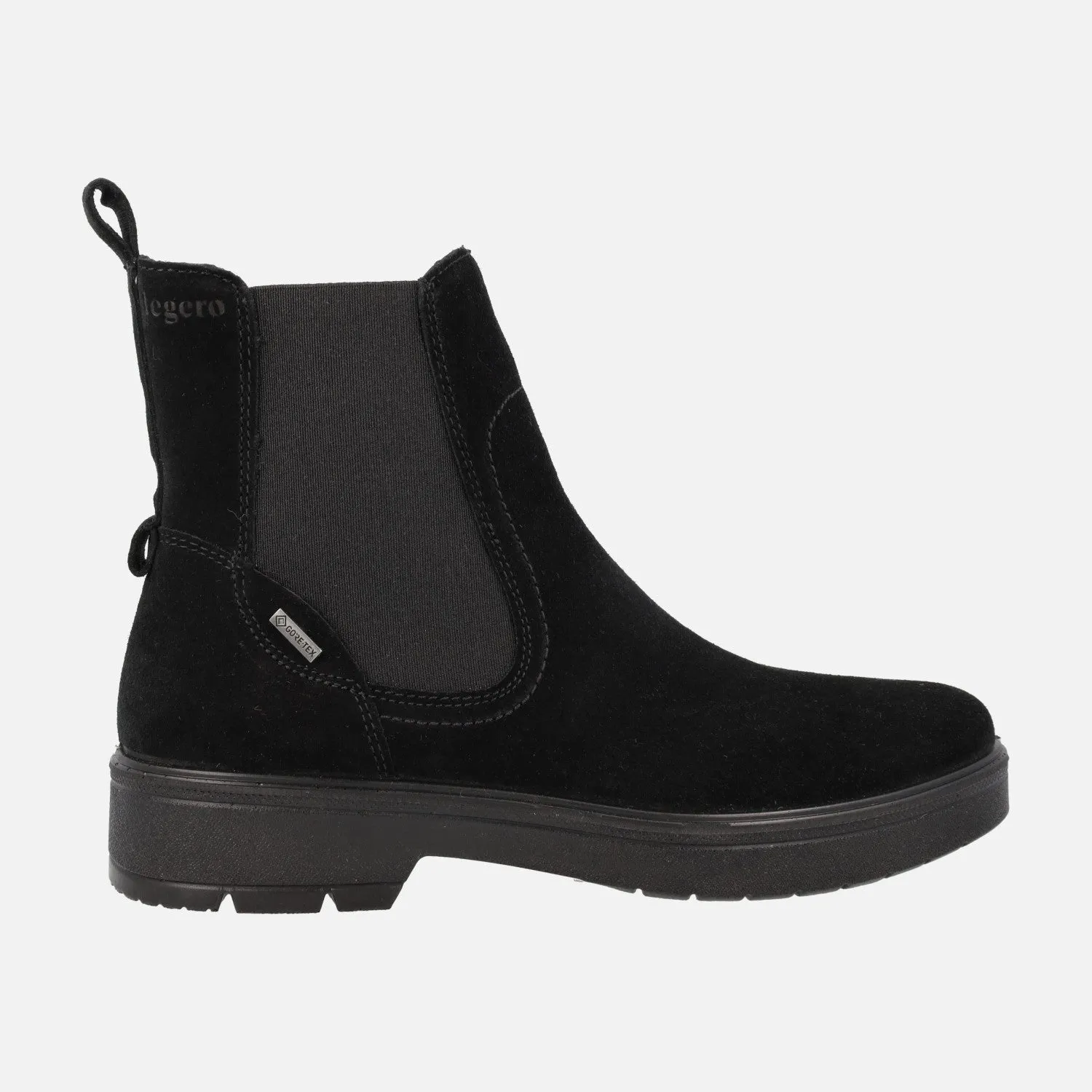 Botines negros de serraje con membrana Gore-tex para mujer