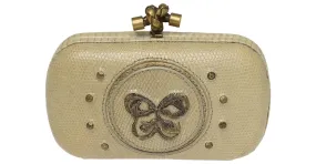 Bottega Veneta Clutch con nudo y motivo de mariposa en beige 