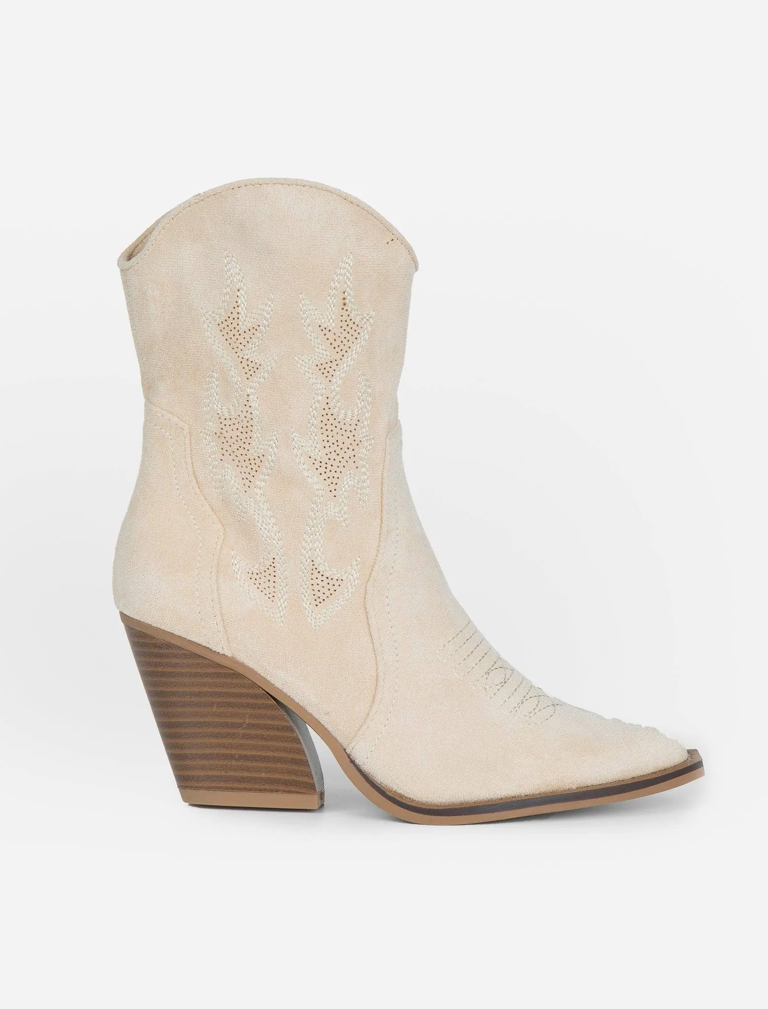 Botín Cowboy Bordado Beige