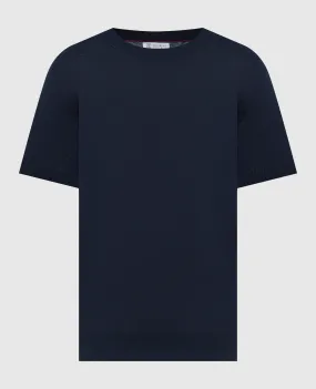 Brunello Cucinelli Blue t-shirt with linen