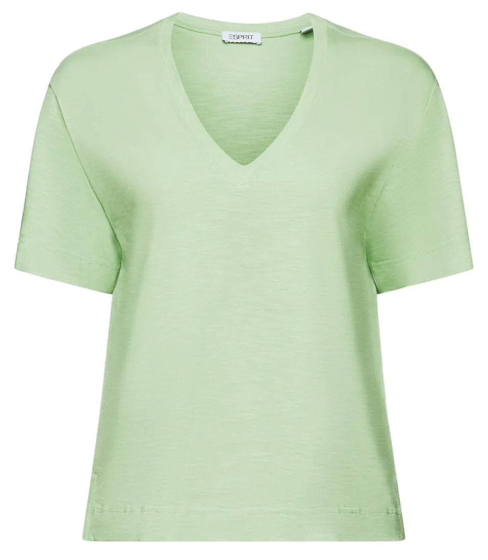 CAMISETA FLAMEADA CON CUELLO PICO MUJER ESPRIT
