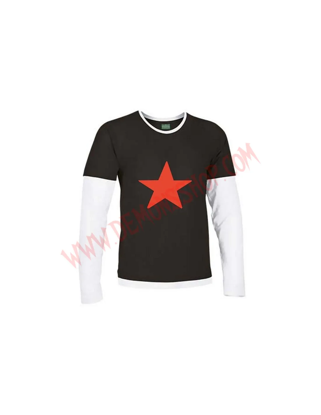 Camiseta ML Estrella Roja (Negra mangas blancas)
