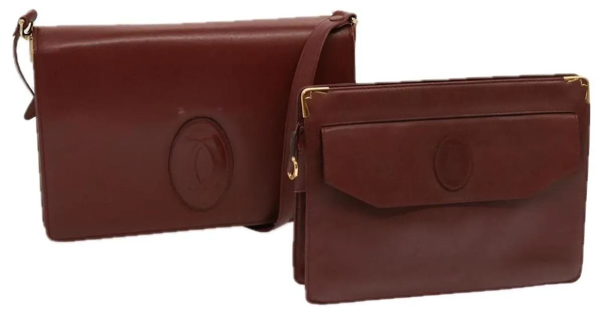CARTIER Clutch Bag Bandolera Cuero 2Establecer autenticación de vino tinto 68345 Burdeos 