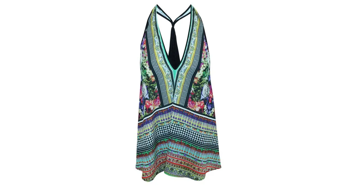 Clover Canyon Top de seda multiprint 