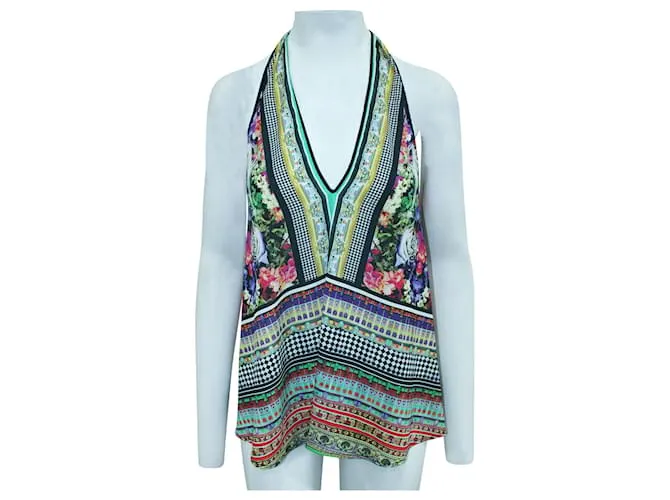 Clover Canyon Top de seda multiprint 