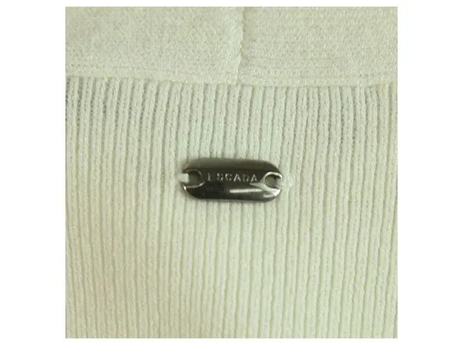 Cárdigan largo Escada de punto blanco con detalle de jacquard floral Talla L 
