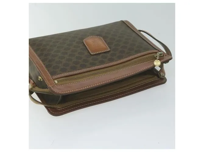 Céline CELINE Clutch de lona de macadán PVC 2Establecer Marrón Auth fm3156 Castaño 