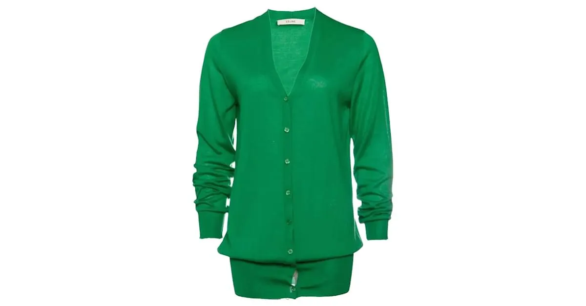 Céline Celine, cárdigan de cachemir verde manzana. 