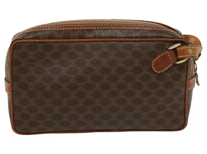 Céline CELINE Macadam Canvas Clutch Bag PVC Leather Marrón Auth 54788 Castaño 