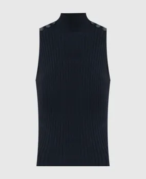 Dondup Blue ribbed top with metallic logo