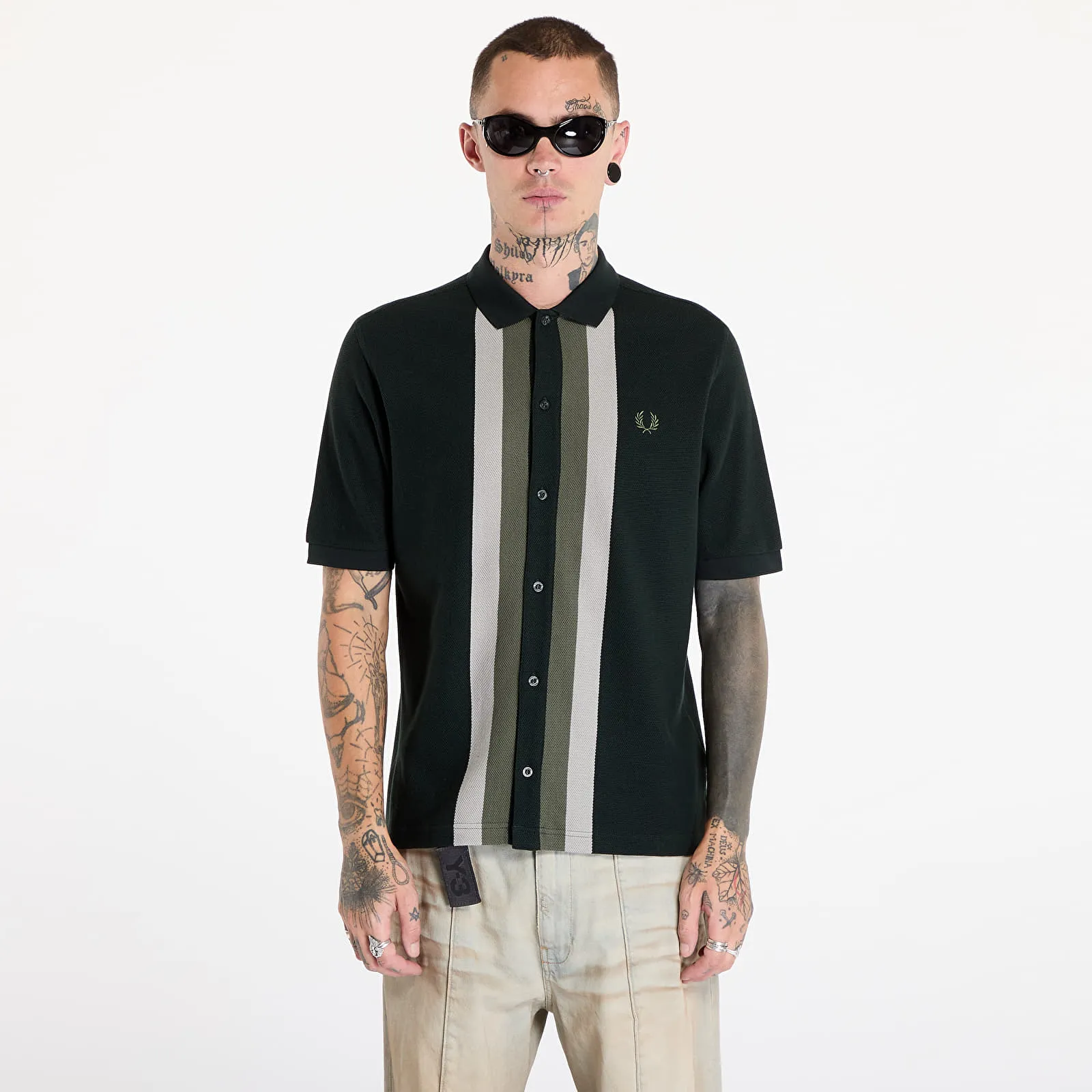 FRED PERRY Panelled Button Through Polo Shirt