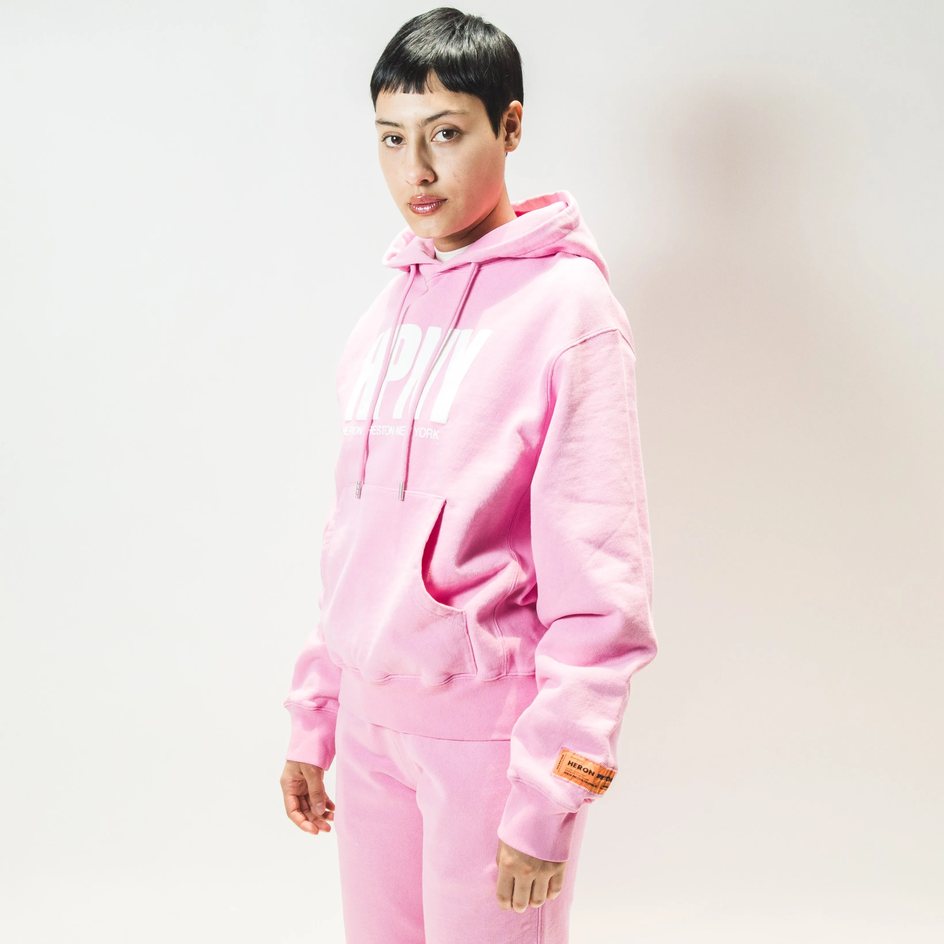 Heron Preston REG HPNY HOODIE FUCHSIA WHITE