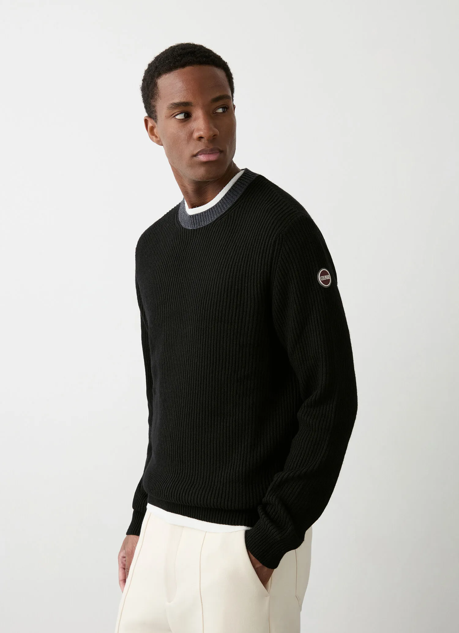 Jersey de cuello redondo de punto de canalé inglés