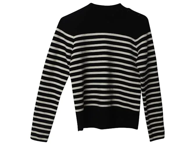 Jersey de rayas Sandro Paris de lana en blanco y negro Impresión de pitón 
