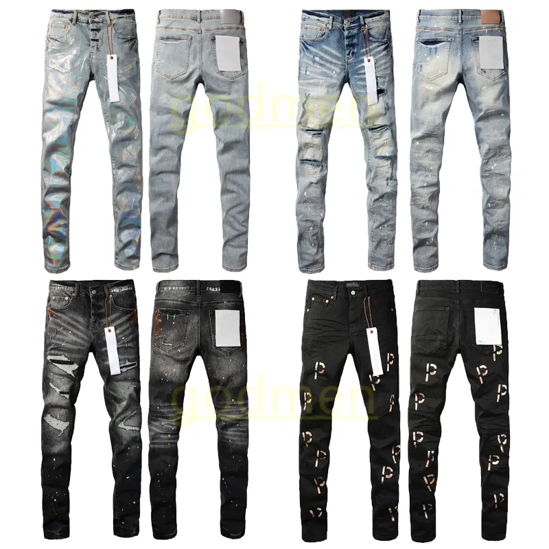 Marca de moda para hombres Jeans diseñador jeans perforados pantalones largos perforados pantalones de motocicleta delgados tama