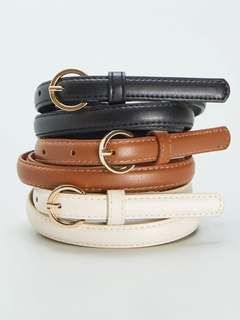 Pack de 3 cinturones lisos - MARRON
