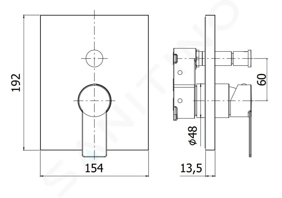 Paffoni Tango - Grifo empotrado para 2 dispositivos, cromo TABOX015CR
