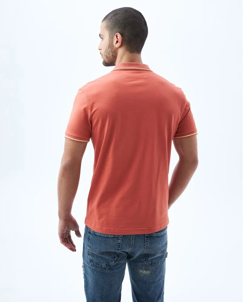 Polo con cuello tejido para hombre