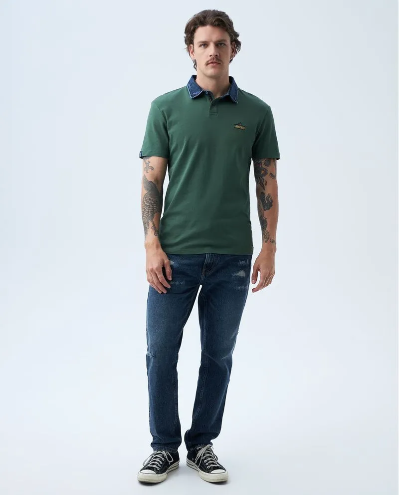 Polo con manga dobladillada para hombre