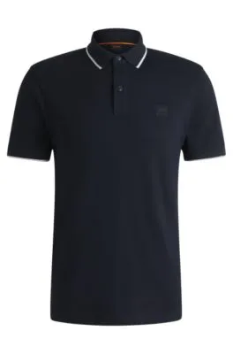 Polo slim fit en piqué de algodón elástico lavado