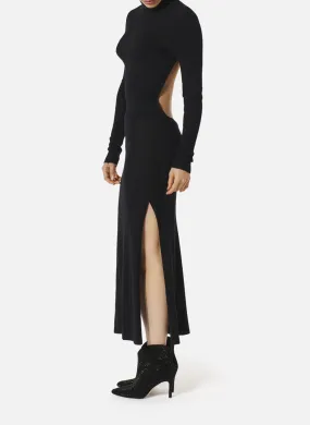 RICHARD 1 - Vestido estilo jersey ajustado con cuello enrollado en negro