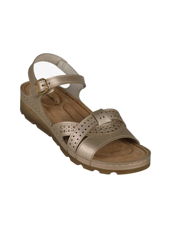 Riposella Sandalias de mujer con cuña y pedrería.