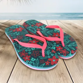Sandalias color Esmeralda con Diseo de Flores para Dama