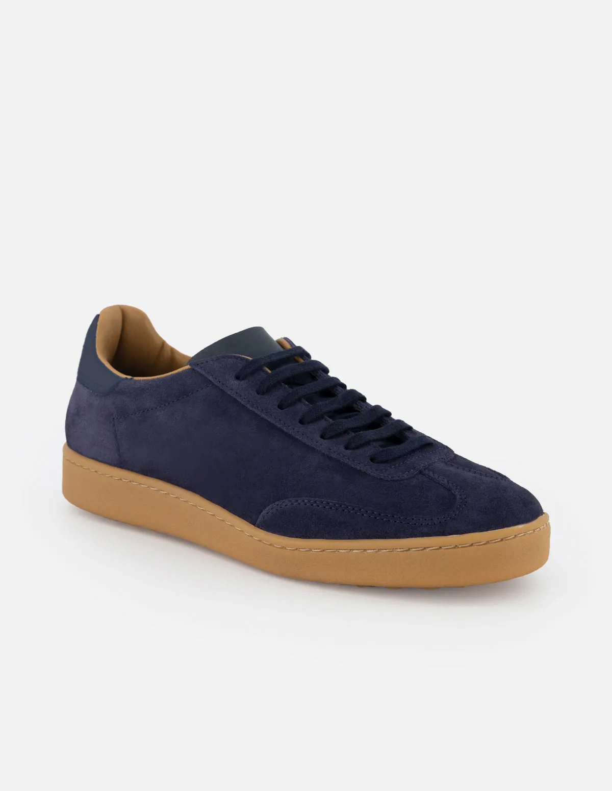Sneaker en piel ante color azul marino para hombre