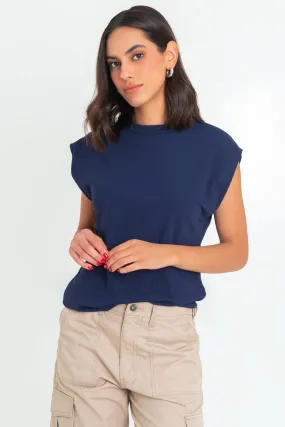 Top canalé de fit oversized sin mangas