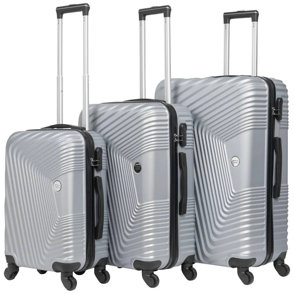 VERTICAL STUDIO "Fredrikstad" Maleta Set de 3 20" 24" 28" plata