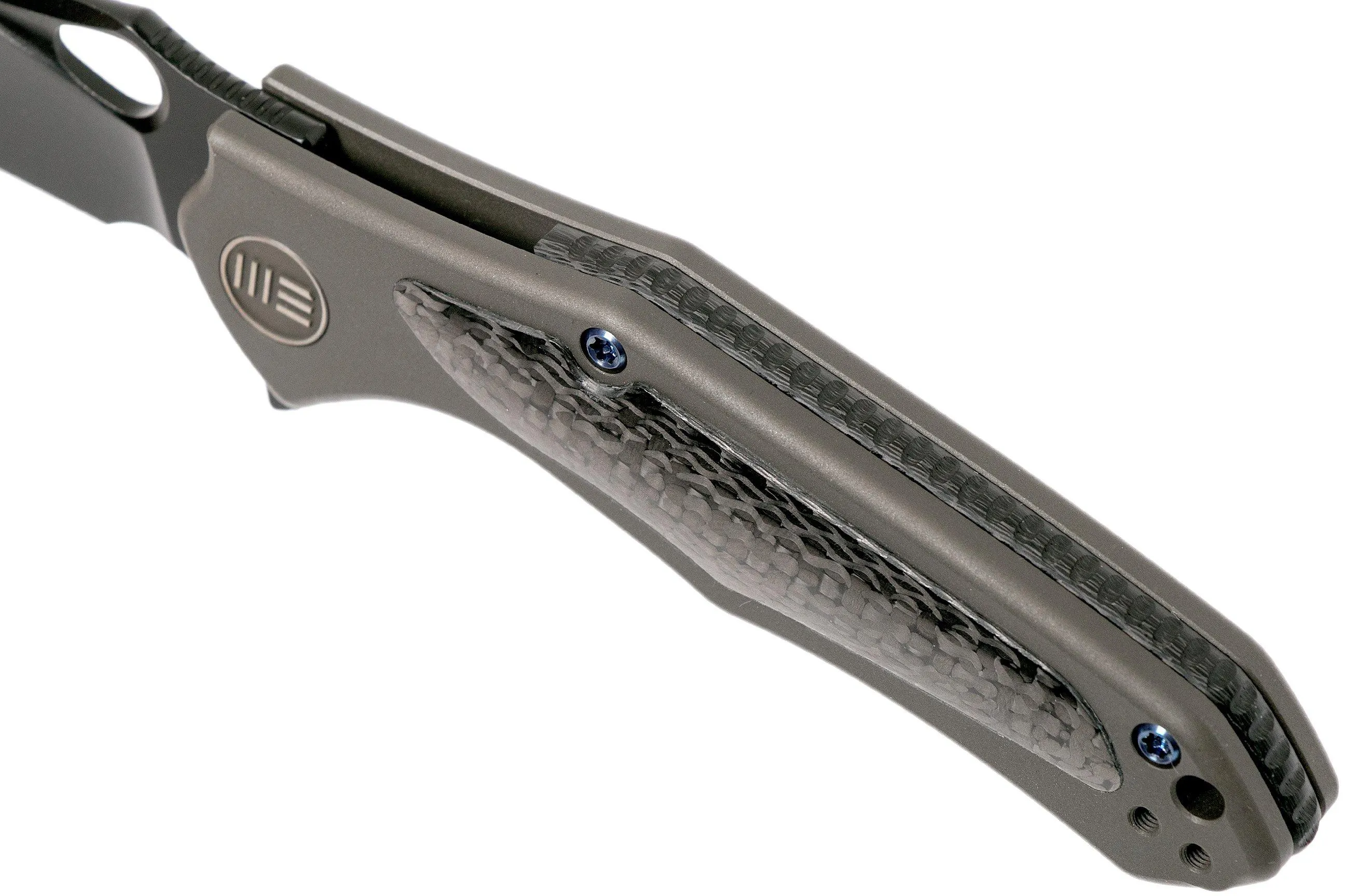 WE Knife 804C Vapor Brown Ti, CF Inlay, Blackwashed Blade navaja